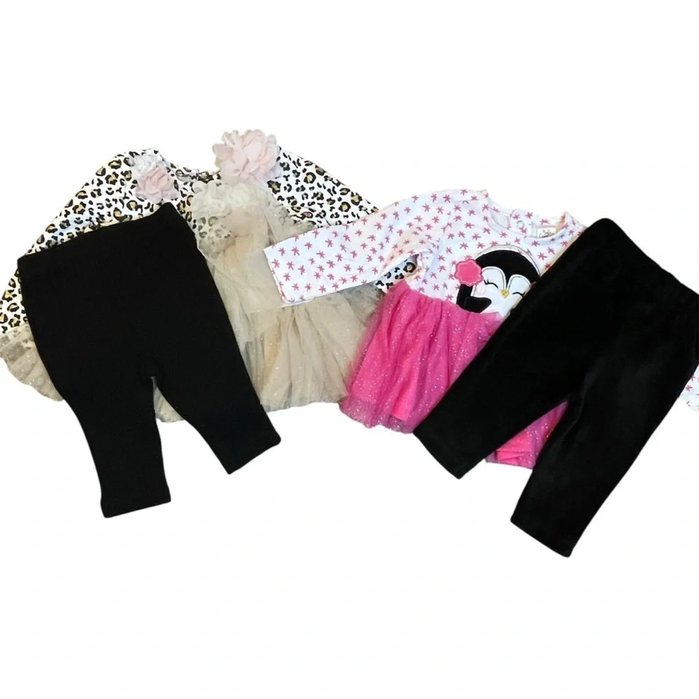 Baby Essentials 3M Leopard and Penguin Tutu Outfit Set